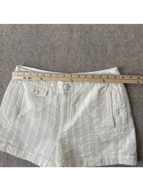 Rag & Bone 3" Shorts Womens 8 Cream Seersucker Mid Rise Cotton Nylon Lined - Picture 3 of 10